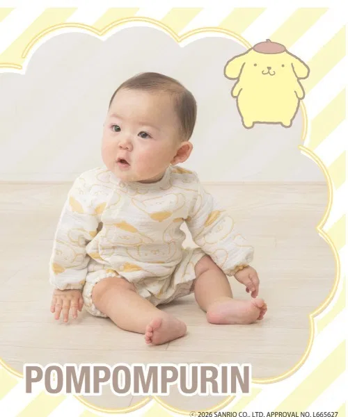 Комбинезон-миниолл из многослойной марли Sanrio с персонажами, желтый