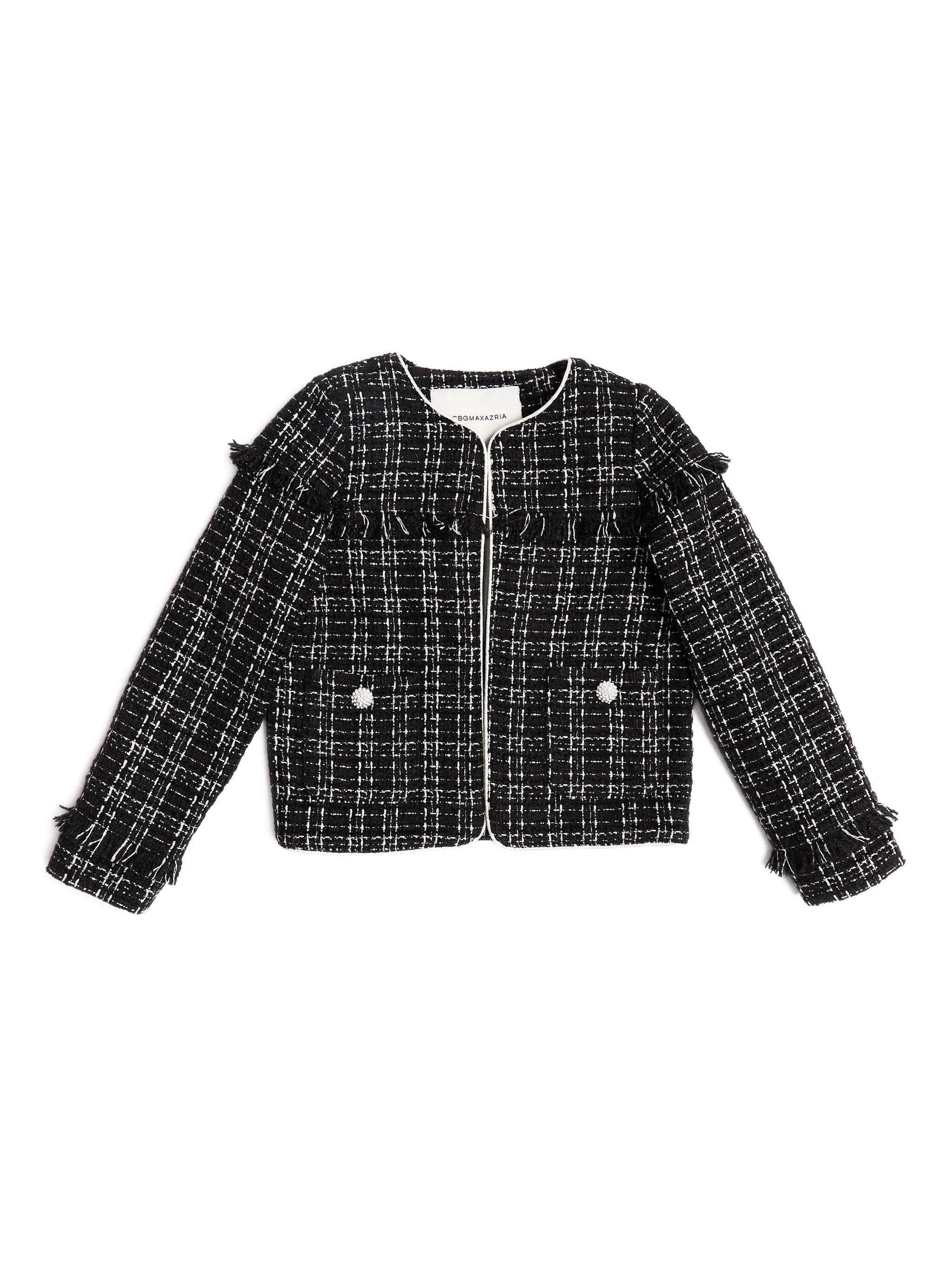 

Твидовый жакет с бахромой Bcbg Kids, черный