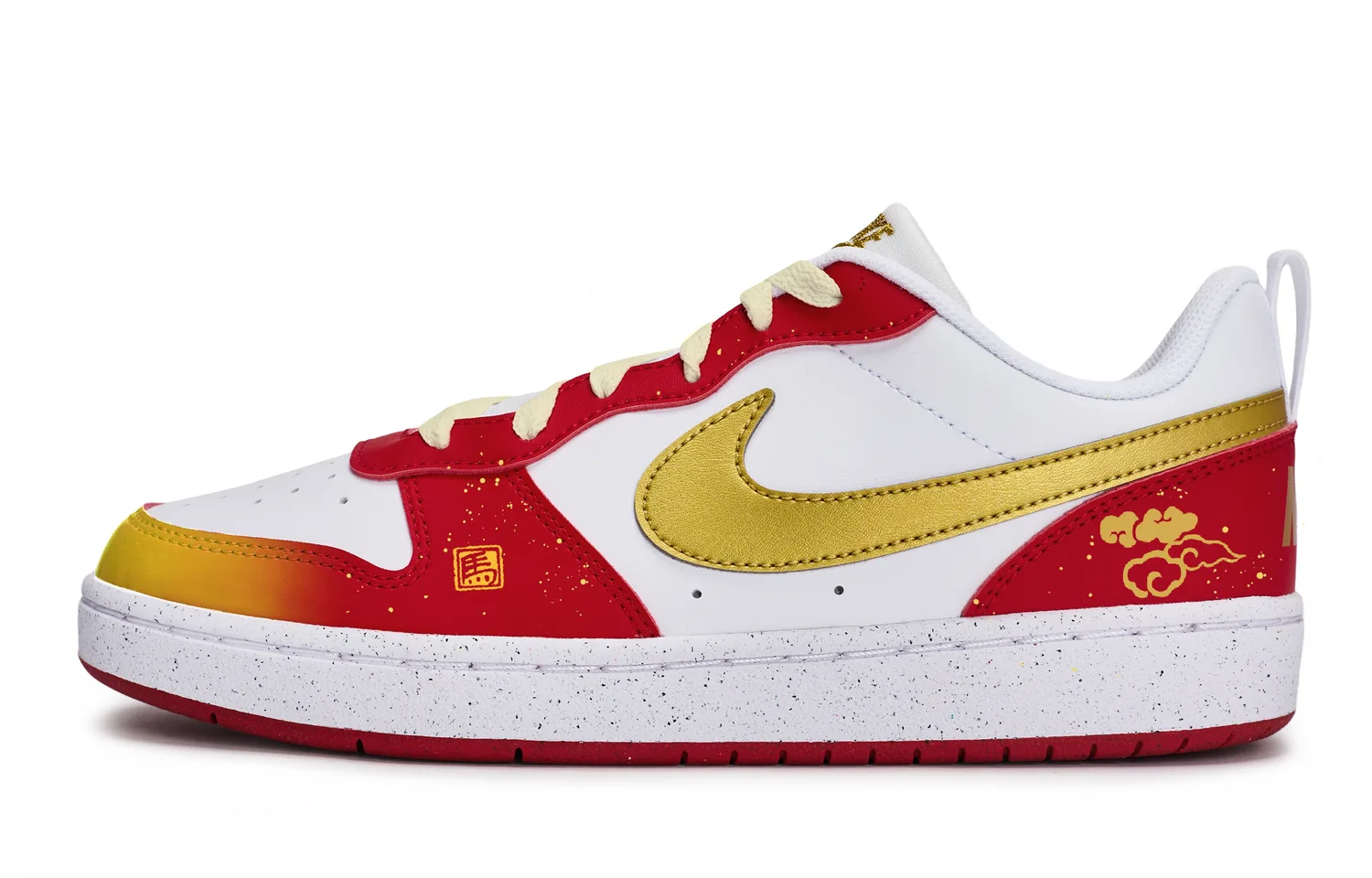 Court Borough 811 Manufacturing, Year Of The Horse Good Luck противоскользящие детские скейтерские кроссовки Nike, белый красный золото