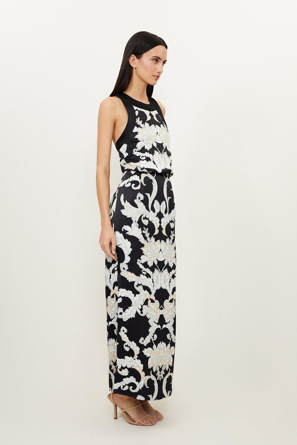 

Платье миди из вискозы Tall с зеркальным эффектом Baroque Karen Millen, черный