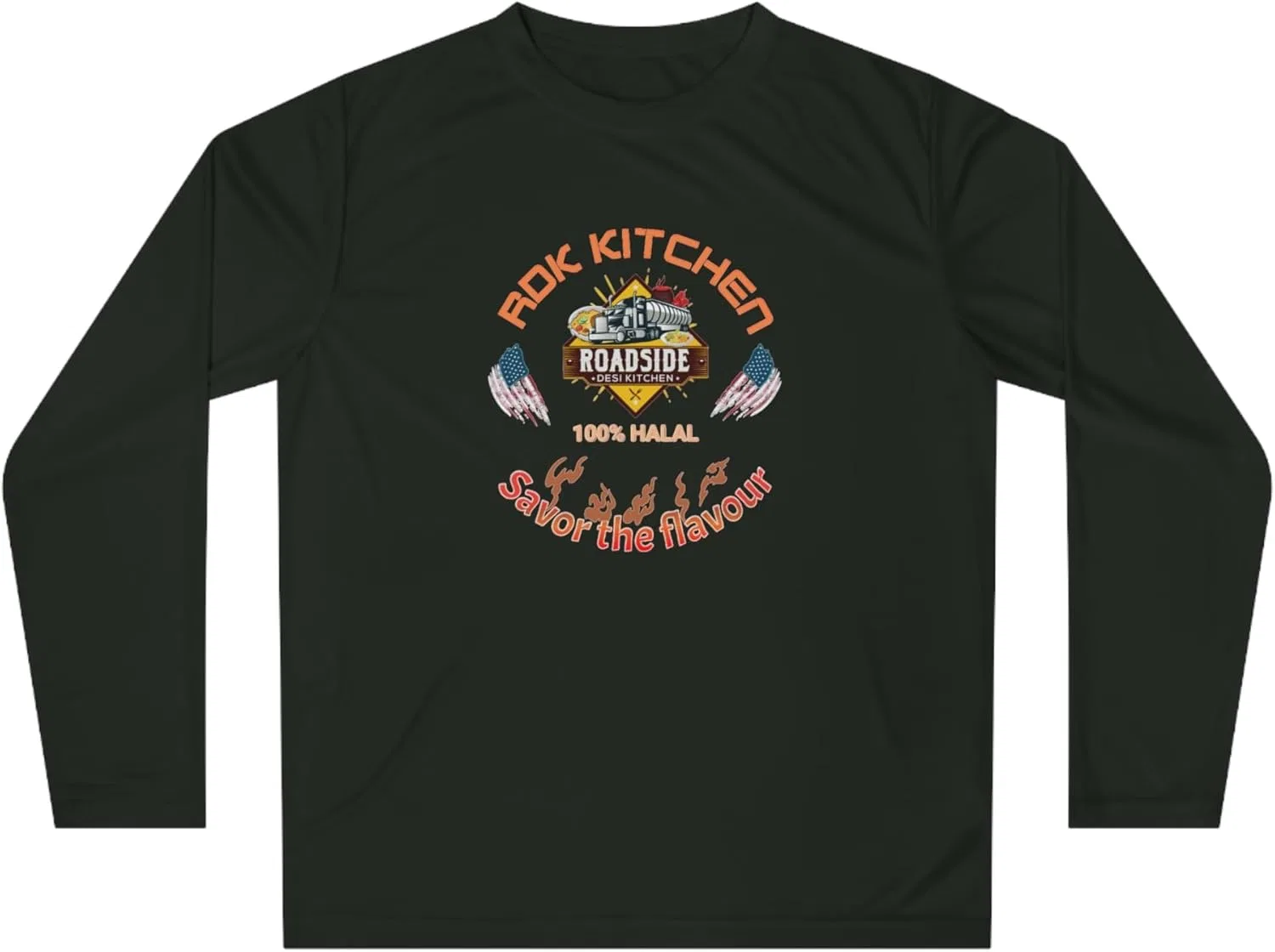 Футболка Roadside Kitchen с длинным рукавом - унисекс, для активного отдыха, повседневная, в дорогу, подарок для любителей еды GENERIC, черный — фото 3