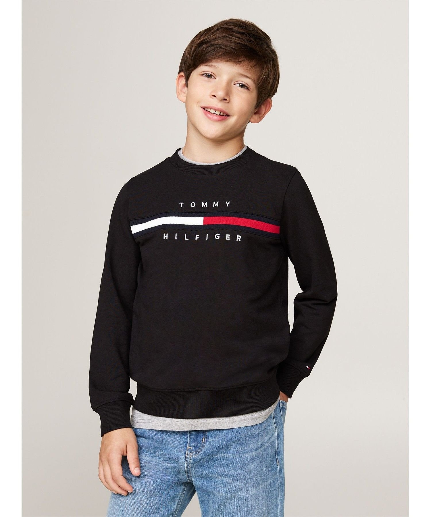 Толстовка с логотипом флага для мальчиков TOMMY HILFIGER, Black BDS