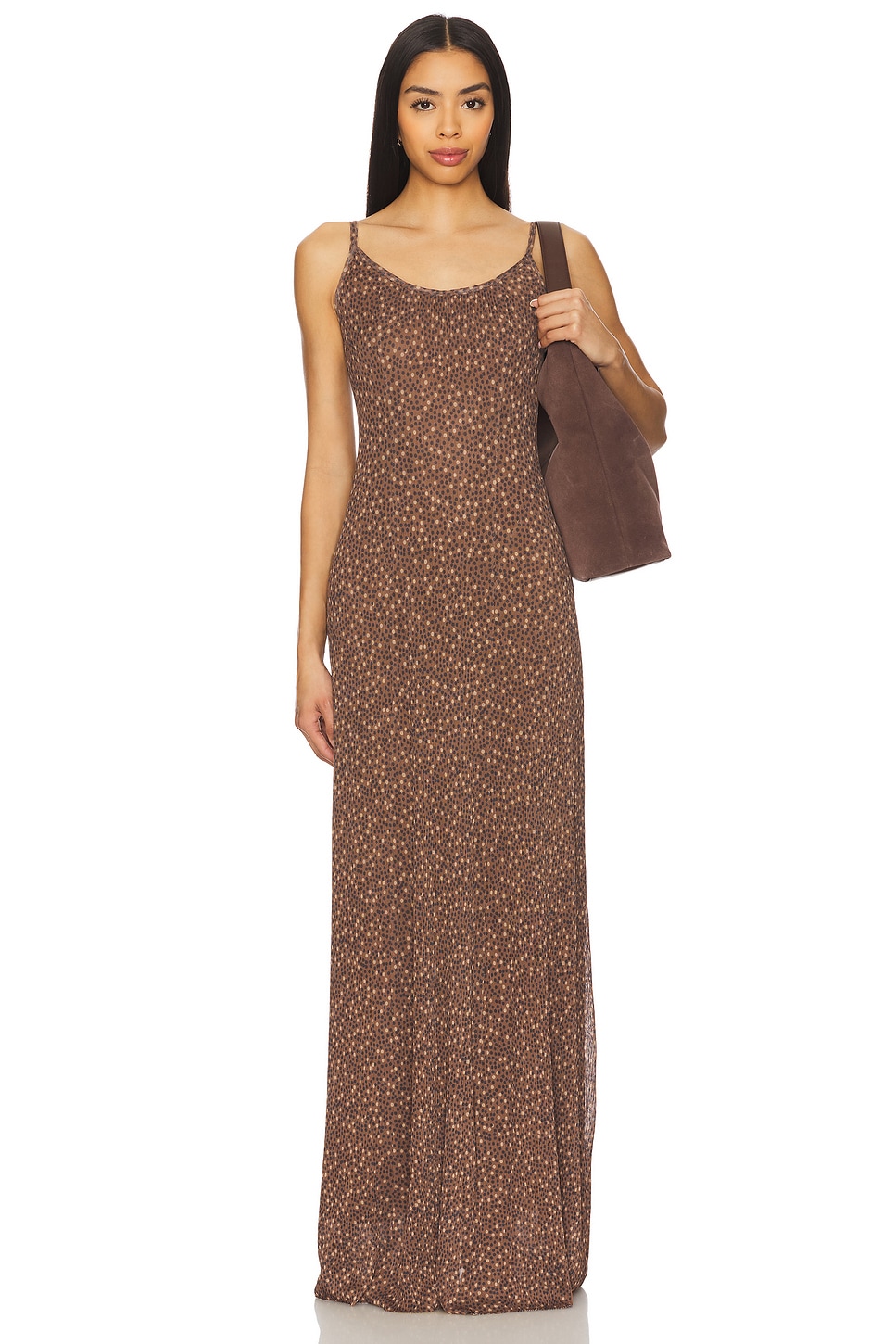 

Длинное платье с принтом Zoey Free People, chocolate combo