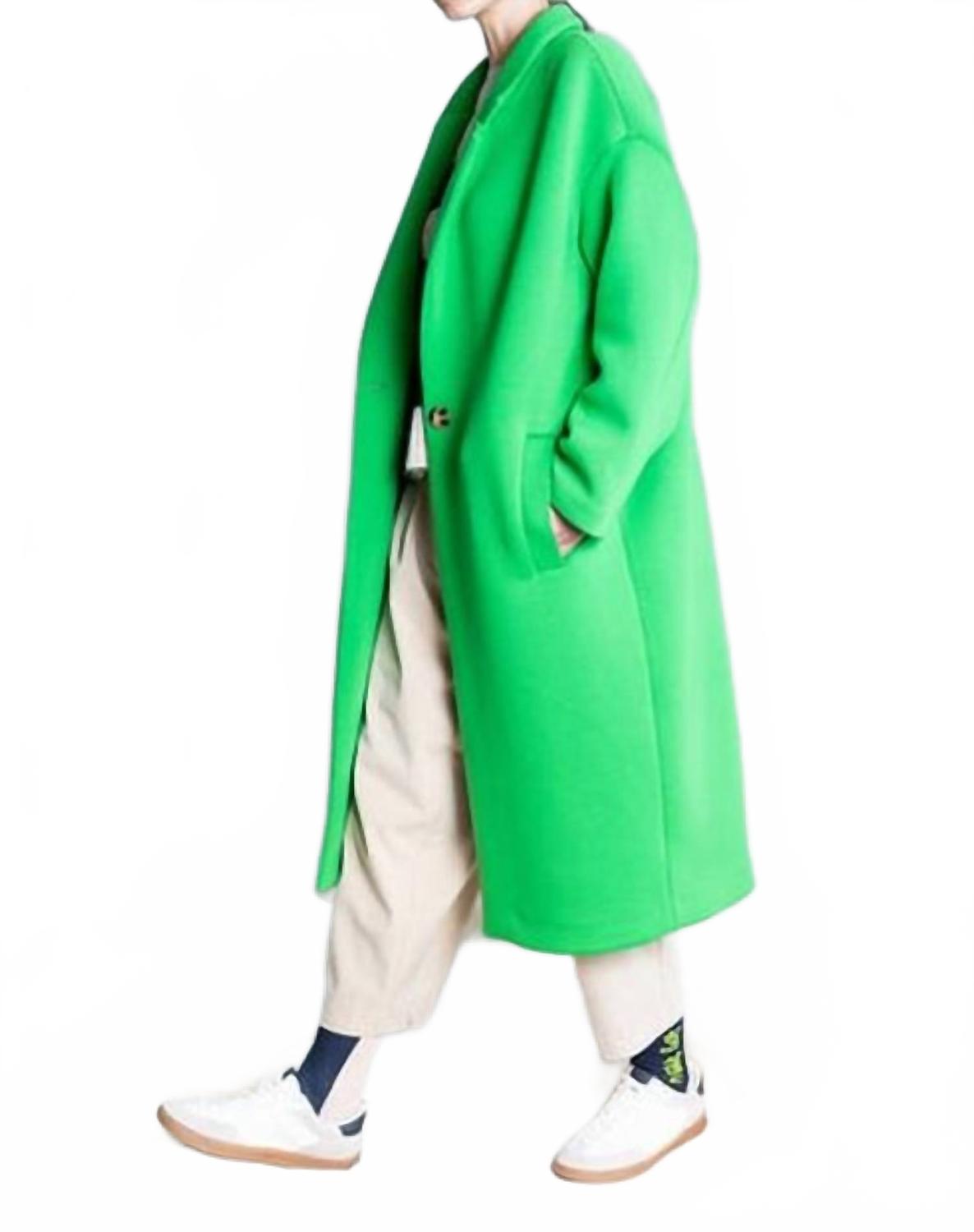 

Зеленый техно-пальто на одной пуговице из ткани Midi Psophia