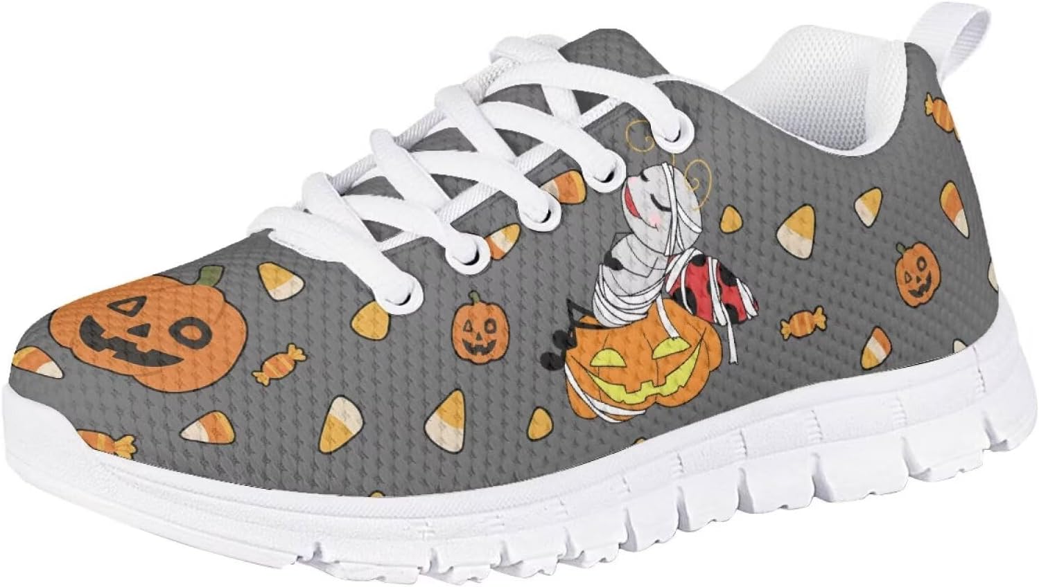 

Детские кроссовки Forchrinse для девочек и мальчиков, шнуровка, беговые и теннисные, легкая спортивная обувь, обувь для праздничных мероприятий, Halloween Ladybug Pumpkin Print