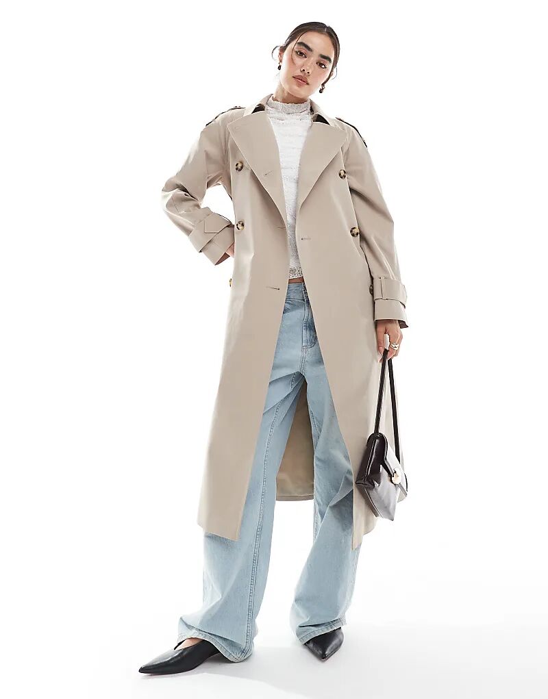 

Длинный тренчкот ASOS DESIGN в грибном цвете