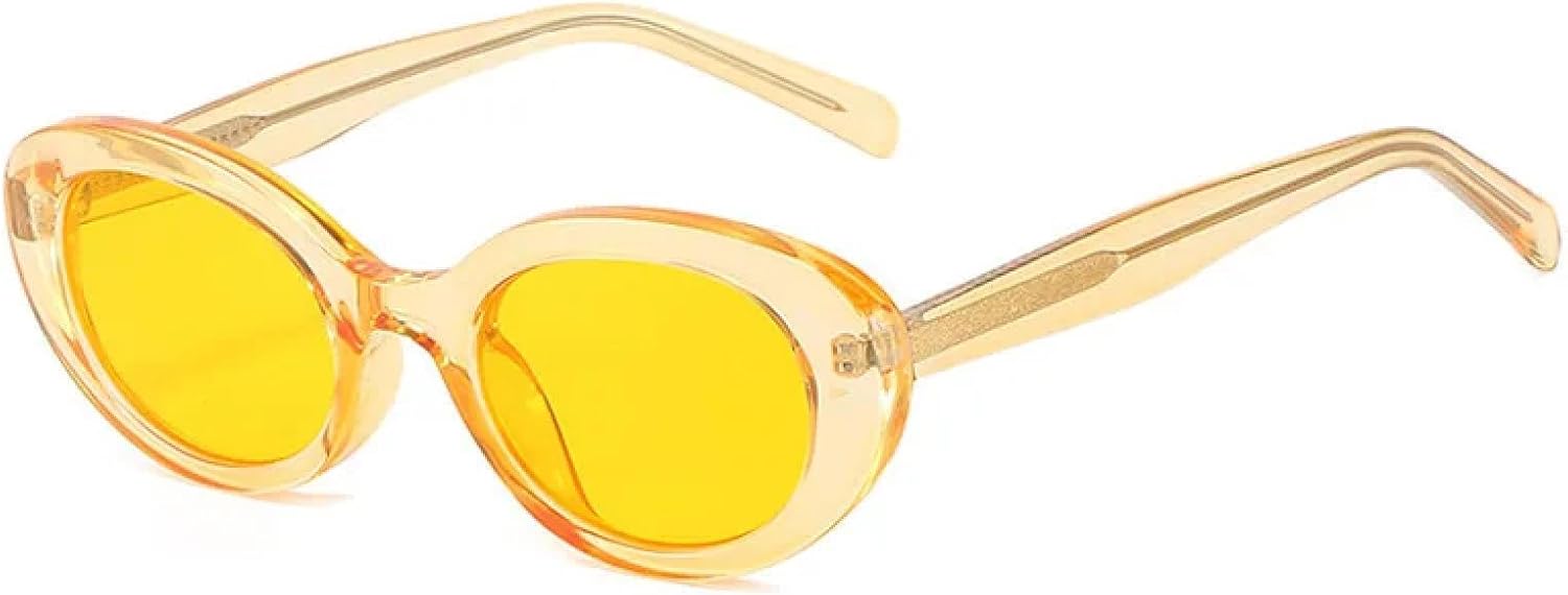 

Солнцезащитные очки с защитой от УФ-излучения UV400 | Маленькие овальные, конфетные цвета, «кошачий глаз» | Для женщин и мужчин, для занятий спортом на открытом воздухе и вождения DSVIGF, Yellow-yellow