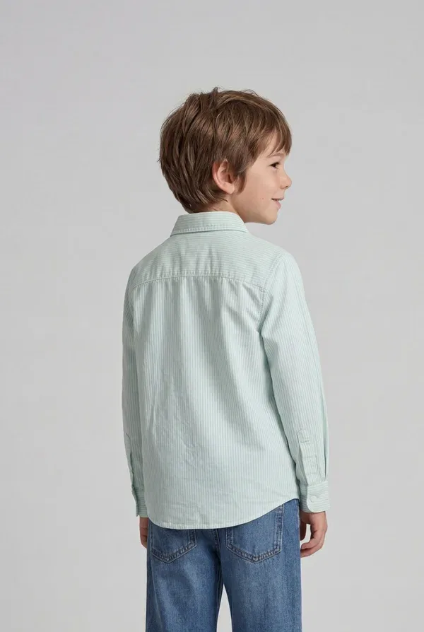 Блуза и рубашка dobby hemd mit streifen shirt Tom Tailor, светло-голубой с белой полоской — фото 3