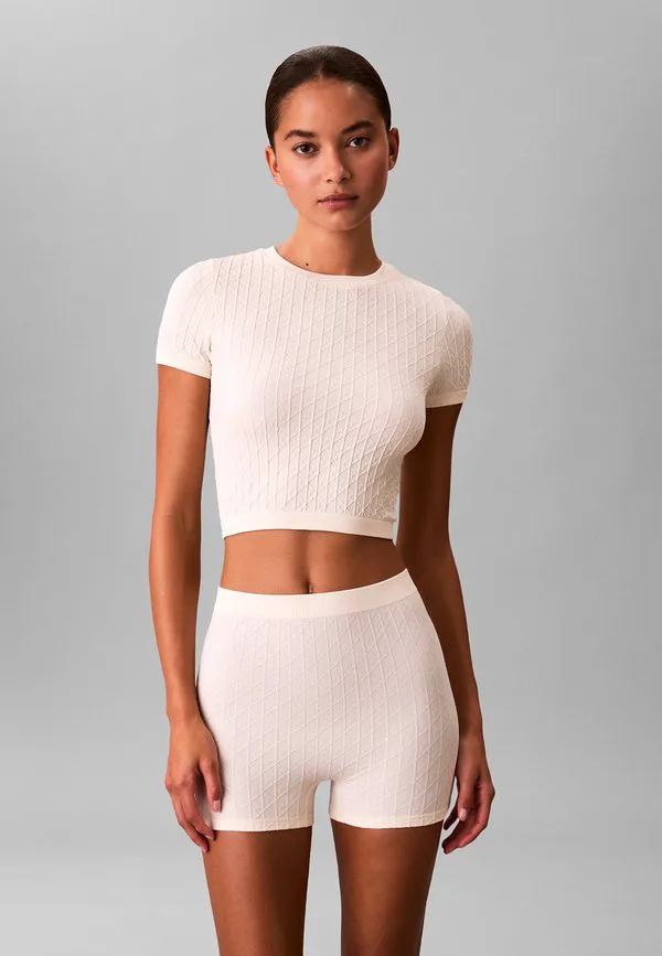 Бесшовная пижамная футболка с эмблемой Calvin Klein, Ivory