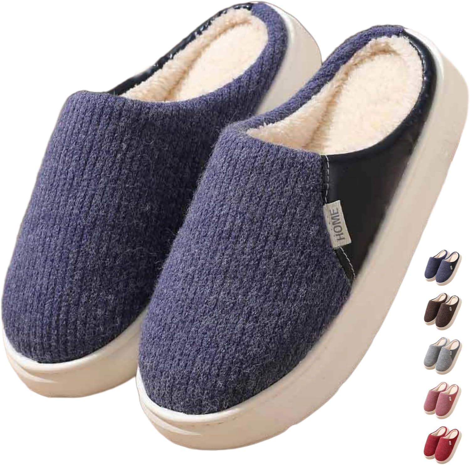 

Домашние тапочки iwhgrmp для женщин и мужчин, с толстой подошвой, из плюшевого хлопка, теплые зимние тапочки, легкие, для дома, для пар, с мягкой подошвой, нескользящие, синий