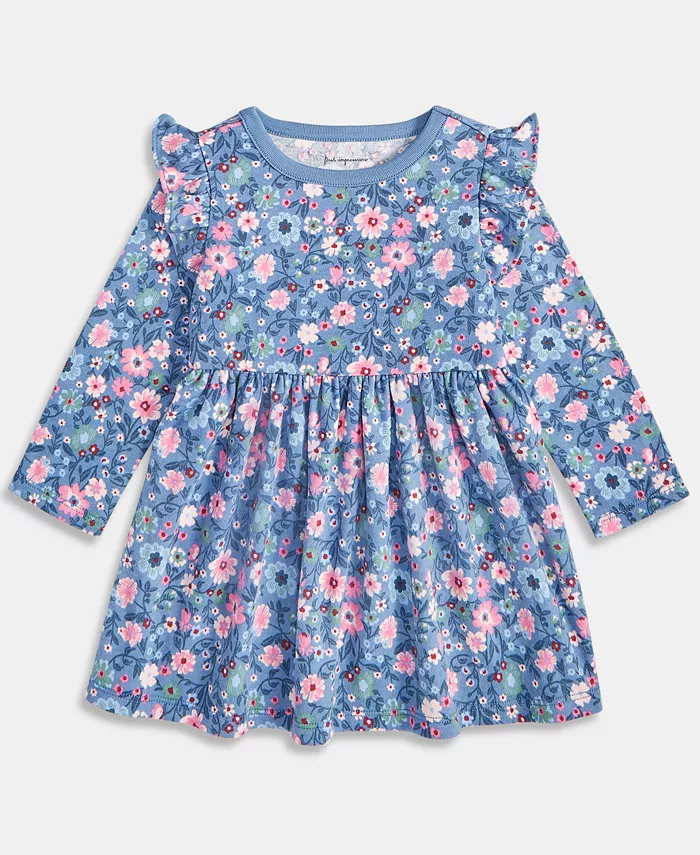 

Платье для девочек с длинным рукавом и цветочным принтом First Impressions, синий