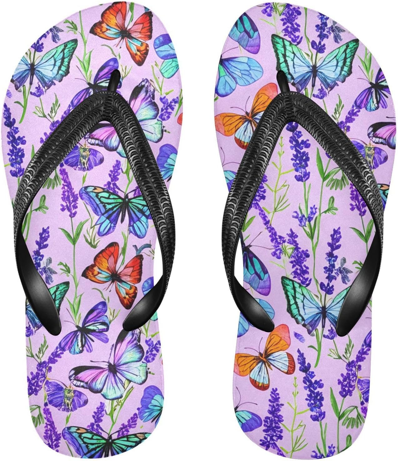 

Лавандовые шлепанцы с рисунком бабочки, фиолетовые пляжные вьетнамки для душа, резиновые нескользящие летние шлепанцы для мужчин и женщин Sinestour