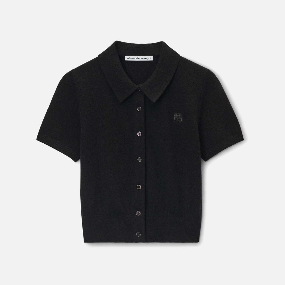 

Кардиган T by Alexander Wang Short Sleeve Polo Cardigan, черный