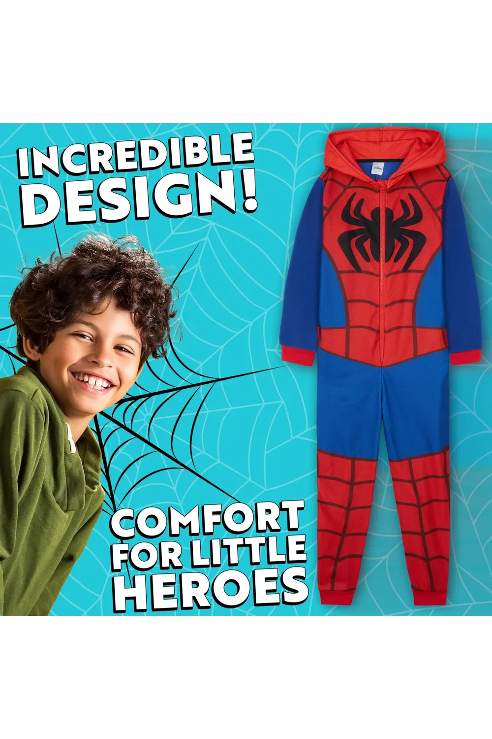 Детский комбинезон-кигуруми Spiderman Marvel, мультиколор — фото 3