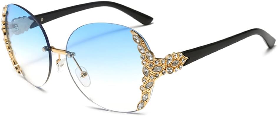 

Винтажные солнцезащитные очки без оправы большого размера, солнцезащитные очки с бриллиантами, женские панк-очки, солнцезащитные очки для женщин с защитой от УФ-излучения UV400 LANGSER, Gradient Blue