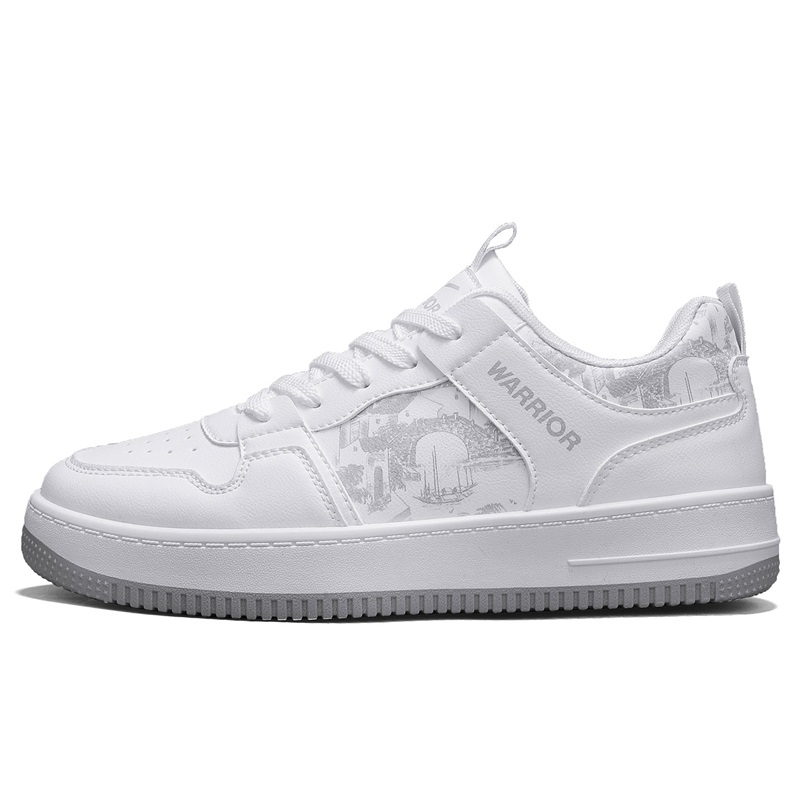 

Мужские низкие скейтерские кроссовки с увеличенной высотой покрытия, устойчивые к истиранию, легкие и нескользящие WARRIOR, белый серый