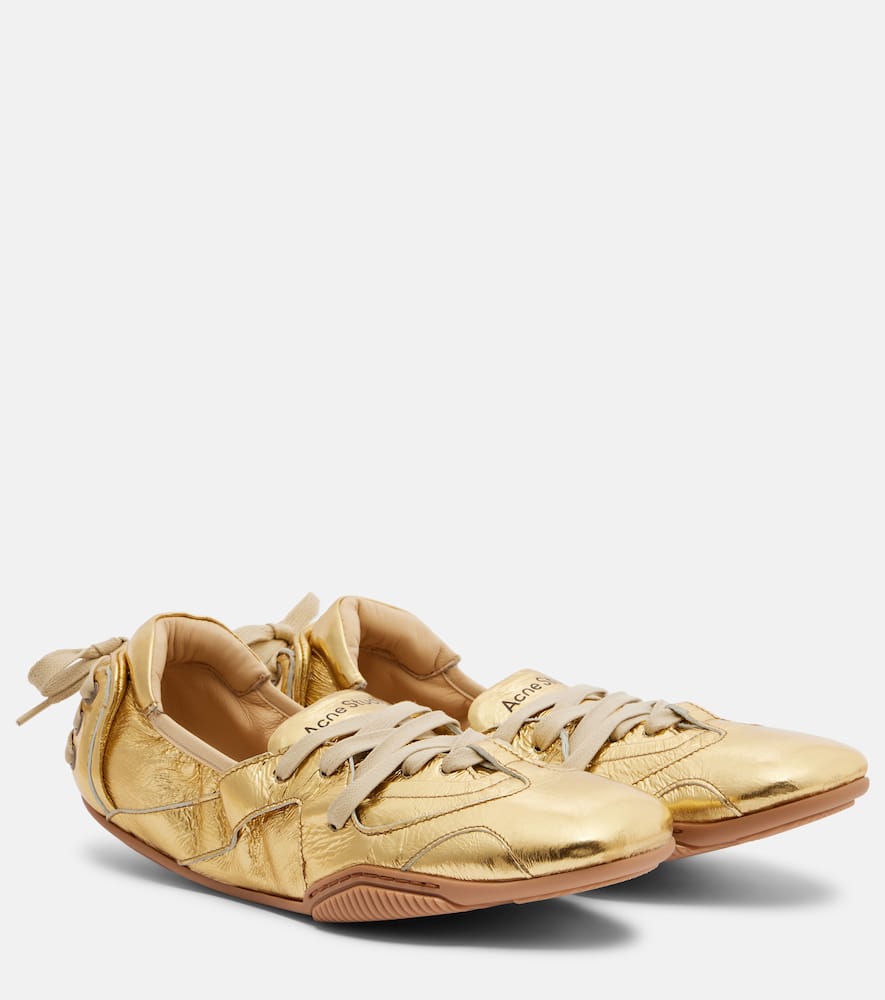 Бирюзовые кожаные кроссовки metallic Acne Studios, Gold