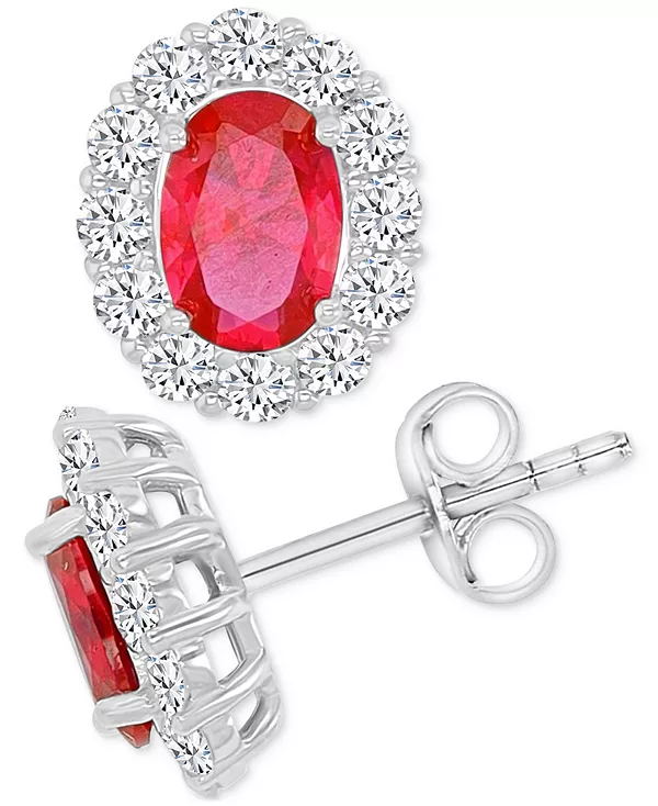 

Серьги-Гвоздики с овальным венцом из зеленого кубического циркония из стерлингового серебра Macy'S, red