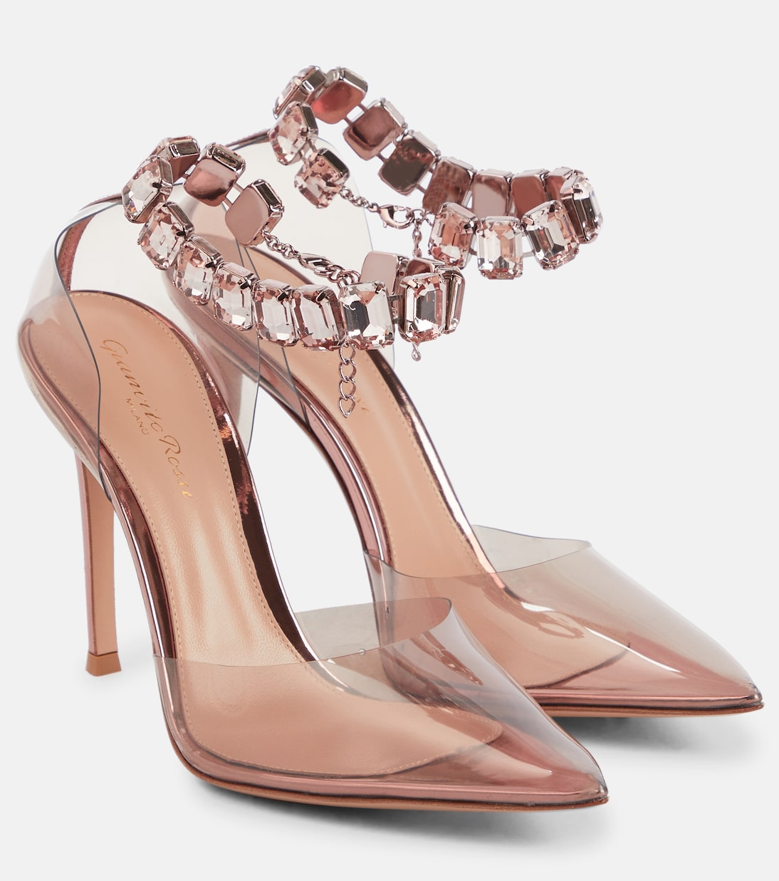 Декорированные туфли из ПВХ Gianvito Rossi, Peach+Camellia