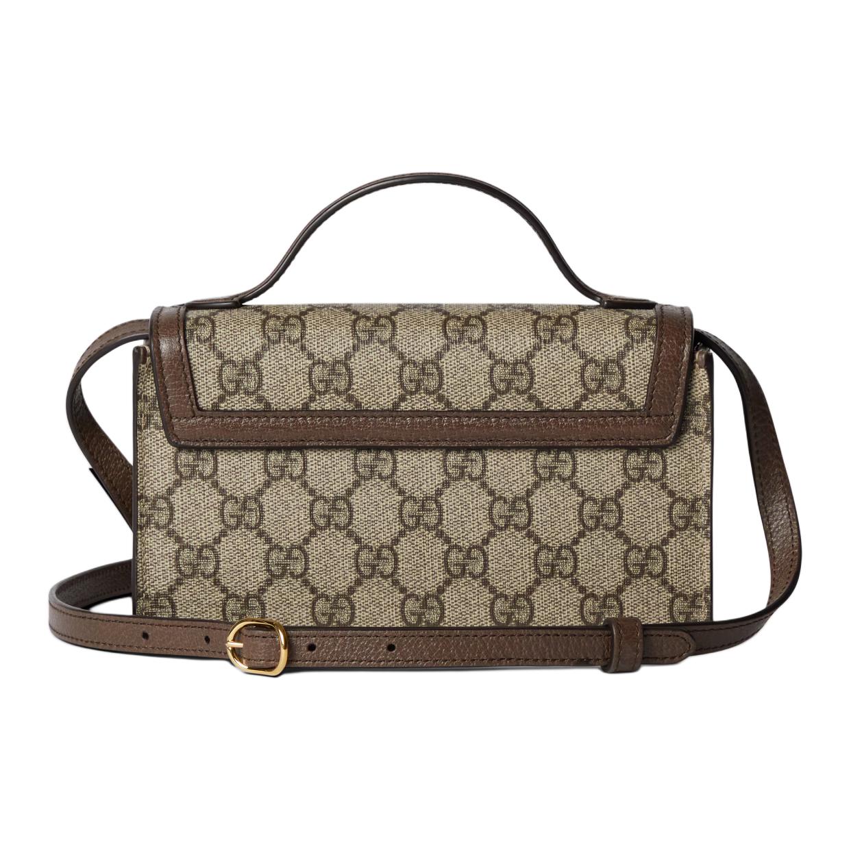 Мини-сумка через плечо GUCCI Ophidia из канваса с кожаными деталями — фото 4