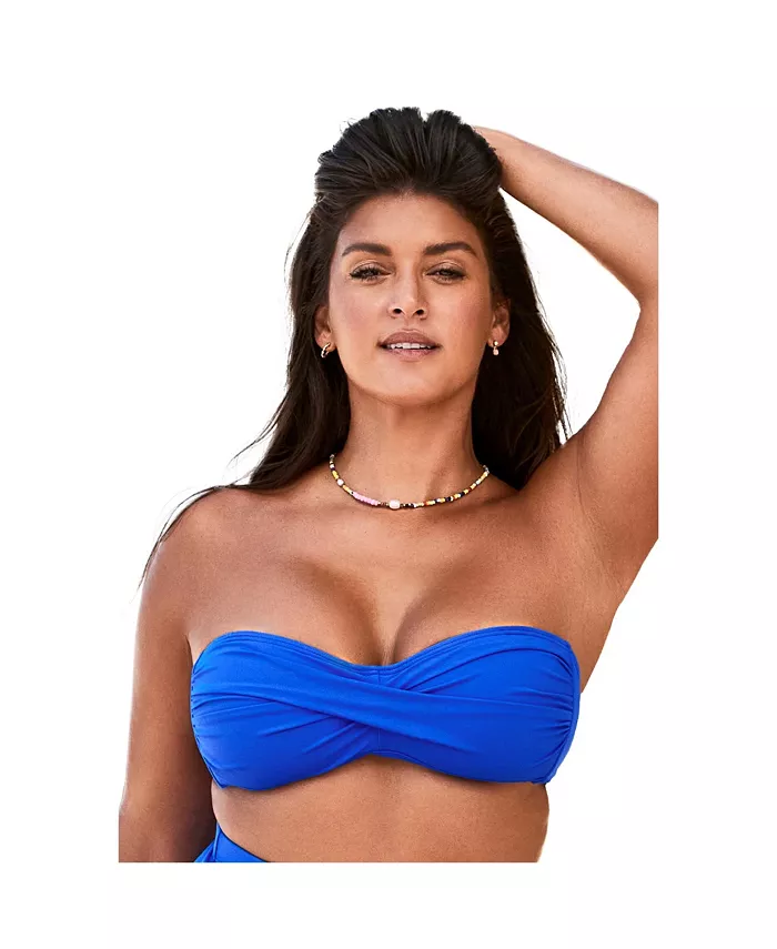 

Женский бикини-топ-бандо со сборками на День святого Валентина Swimsuits for All, синий