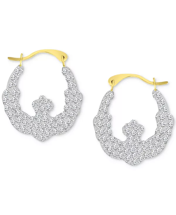 

Маленькие серьги-кольца с волнистым узором из кристального паве, золото 10 карат, 0,73 дюйма Macy'S, gold