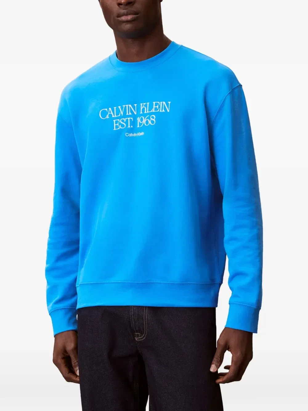 Толстовка с круглым вырезом и логотипом Calvin Klein, синий — фото 3