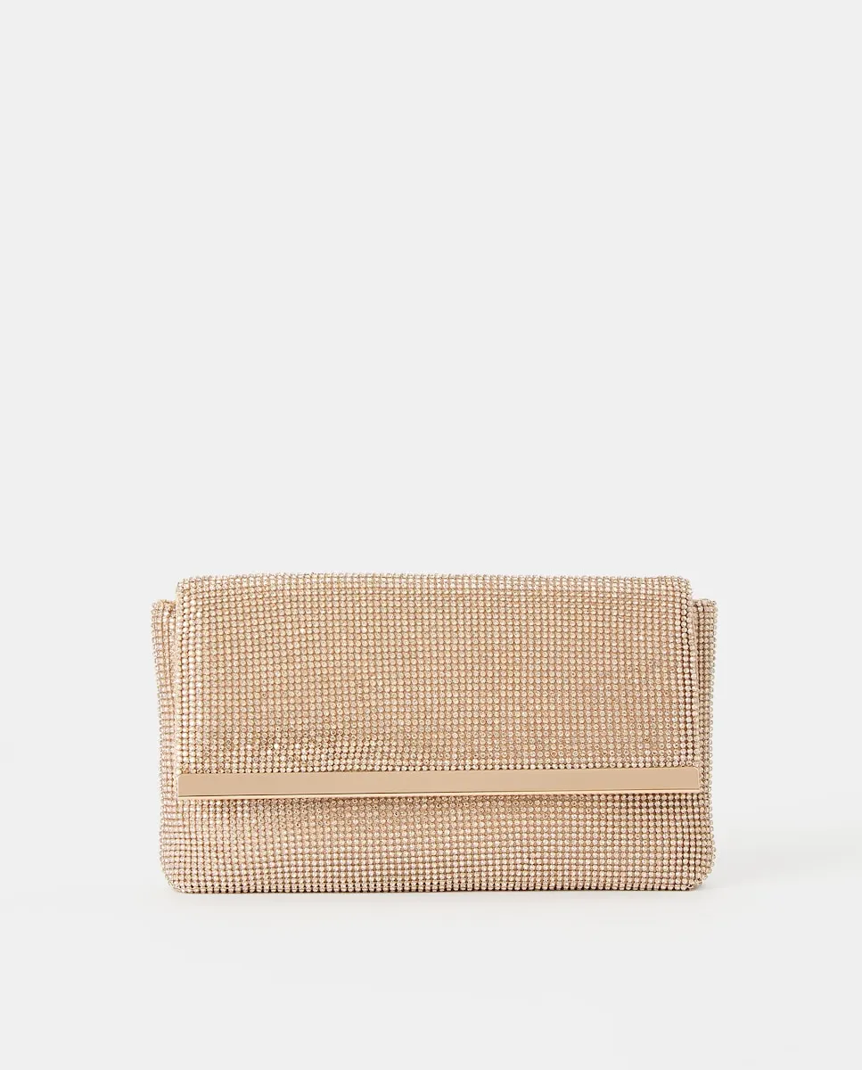 

Клатч с блеском и бамбуковой застежкой Latouche, серебряный