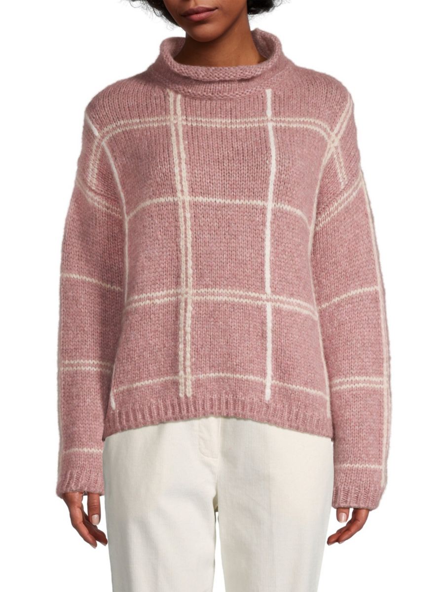 

Свитер из смеси альпаки в клетку Rosso35, цвет Powder Pink