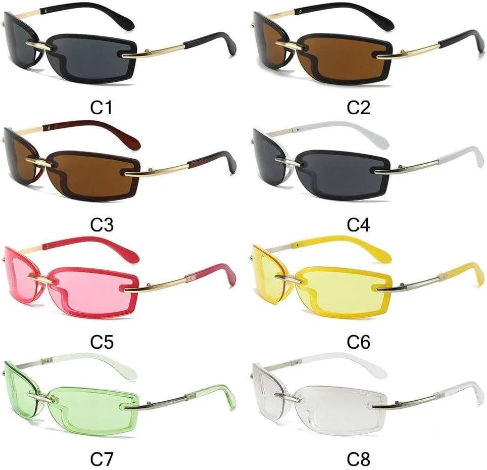 

Солнцезащитные очки без оправы конфетных цветов с металлическими дужками, женские солнцезащитные очки с защитой от УФ-излучения, аксессуары для очков HYYZZC, C3