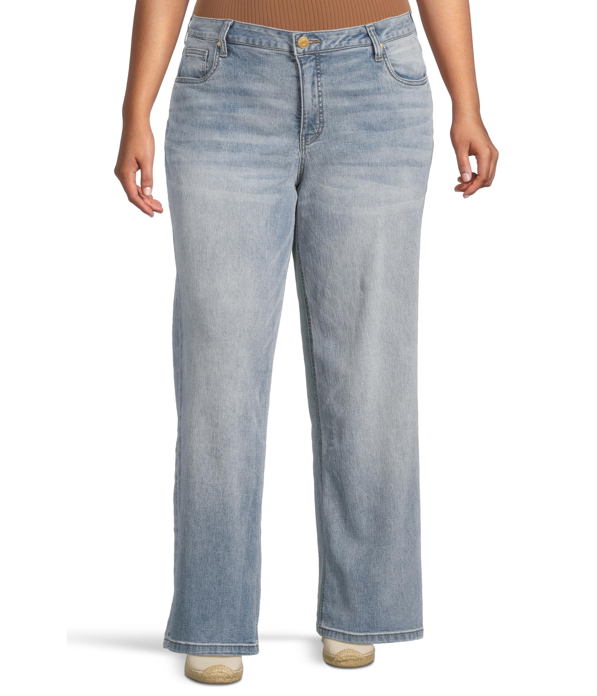 

Джинсы KUT from the Kloth Plus Size Jean High Rise Wide Leg Clean Hem, Ensured W/Med Base Wash