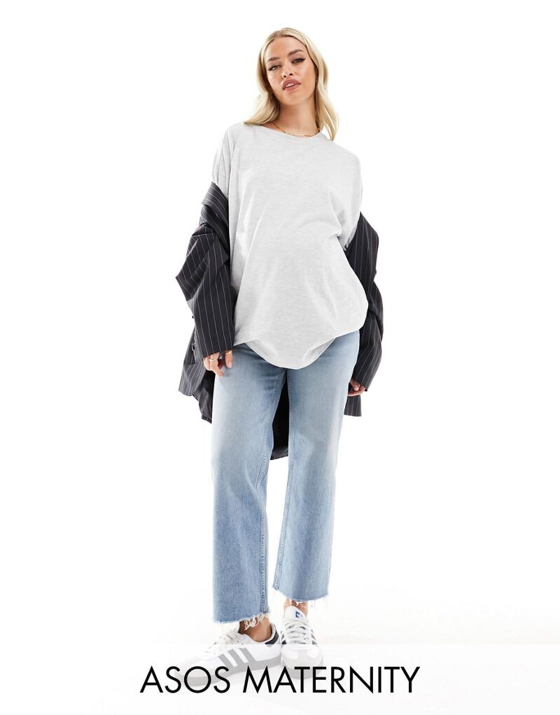 

Голубые укороченные джинсы прямого кроя ASOS DESIGN Maternity