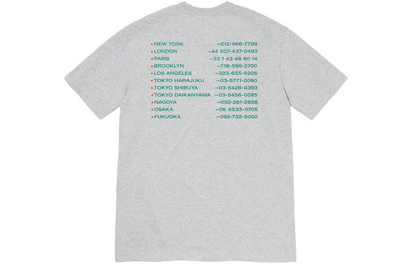 Футболка fw19 week 1 new shit tee alphabet logo short sleeve gray Supreme, серый — фото 2