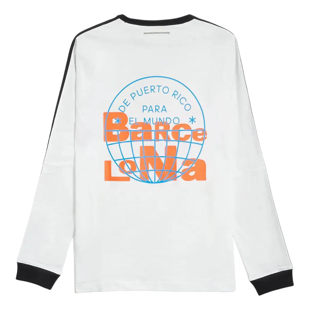 Футболка с длинными рукавами Adidas x Bad Bunny DtMF Tour Merch Barcelona, белая, LH0418