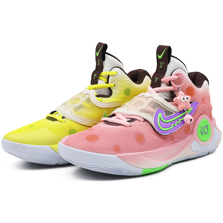 

Nike Баскетбольные кроссовки KD Trey 5 X EP с низким верхом, износостойкие, мужские, розовые, желтые, непарные