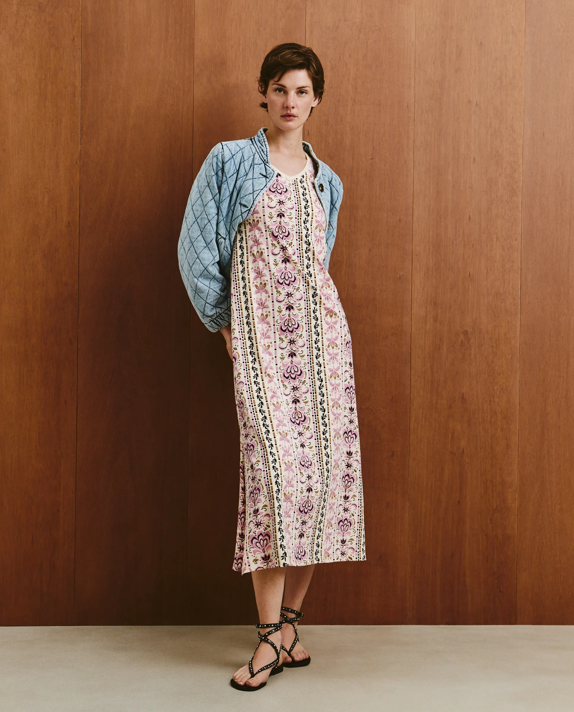 

Вязаное платье с принтом Southern Cotton, розовый