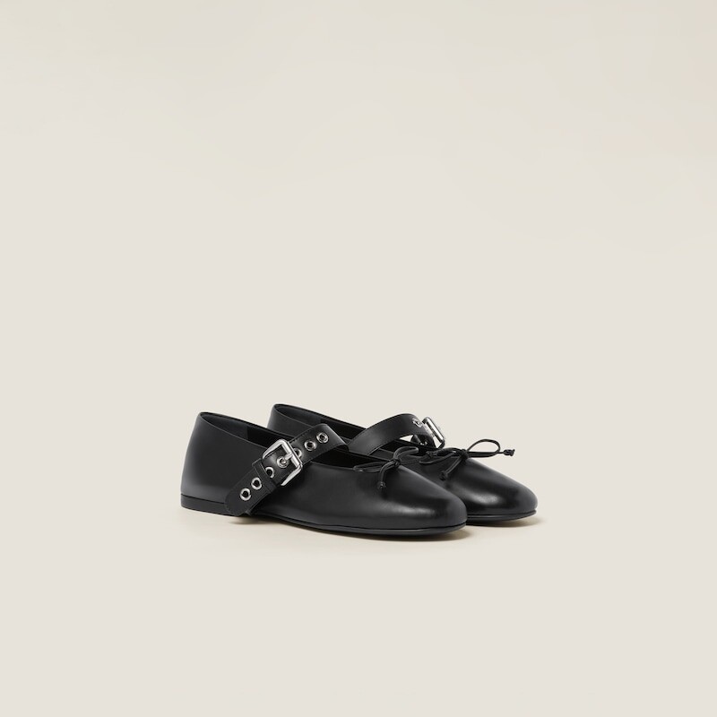 

Кожаные балетки Miu Miu, черный