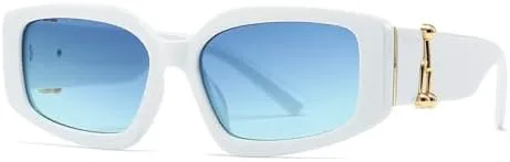 

Винтажные солнцезащитные очки для женщин 2026 года, квадратные, модные мужские солнцезащитные очки UV400, ретро-солнцезащитные очки для мужчин MTZJH, C3 White Blue