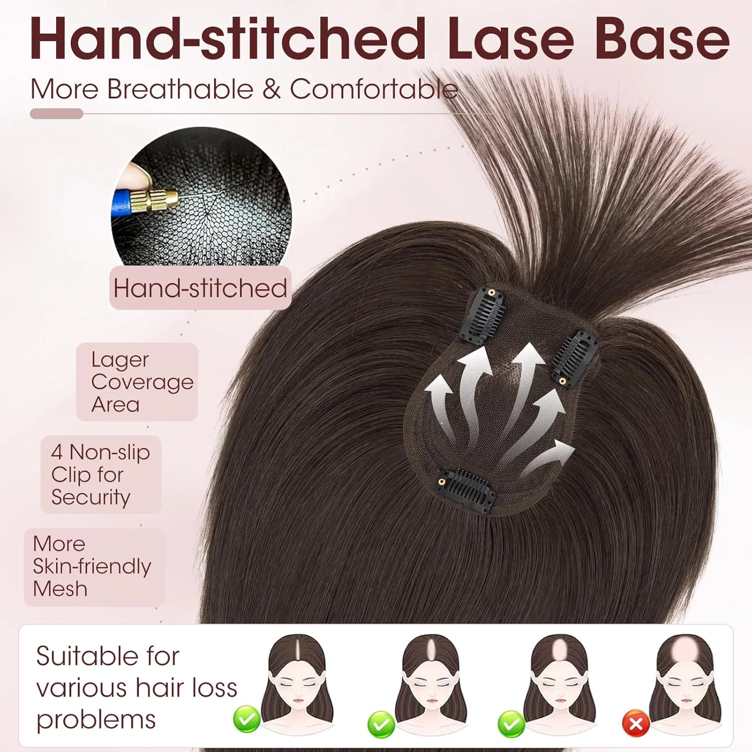 Женский топпер для волос «Airy Bangs» с челкой из натуральных волос от MY-LADY My-Lady, 35 G Dark Brown — фото 3