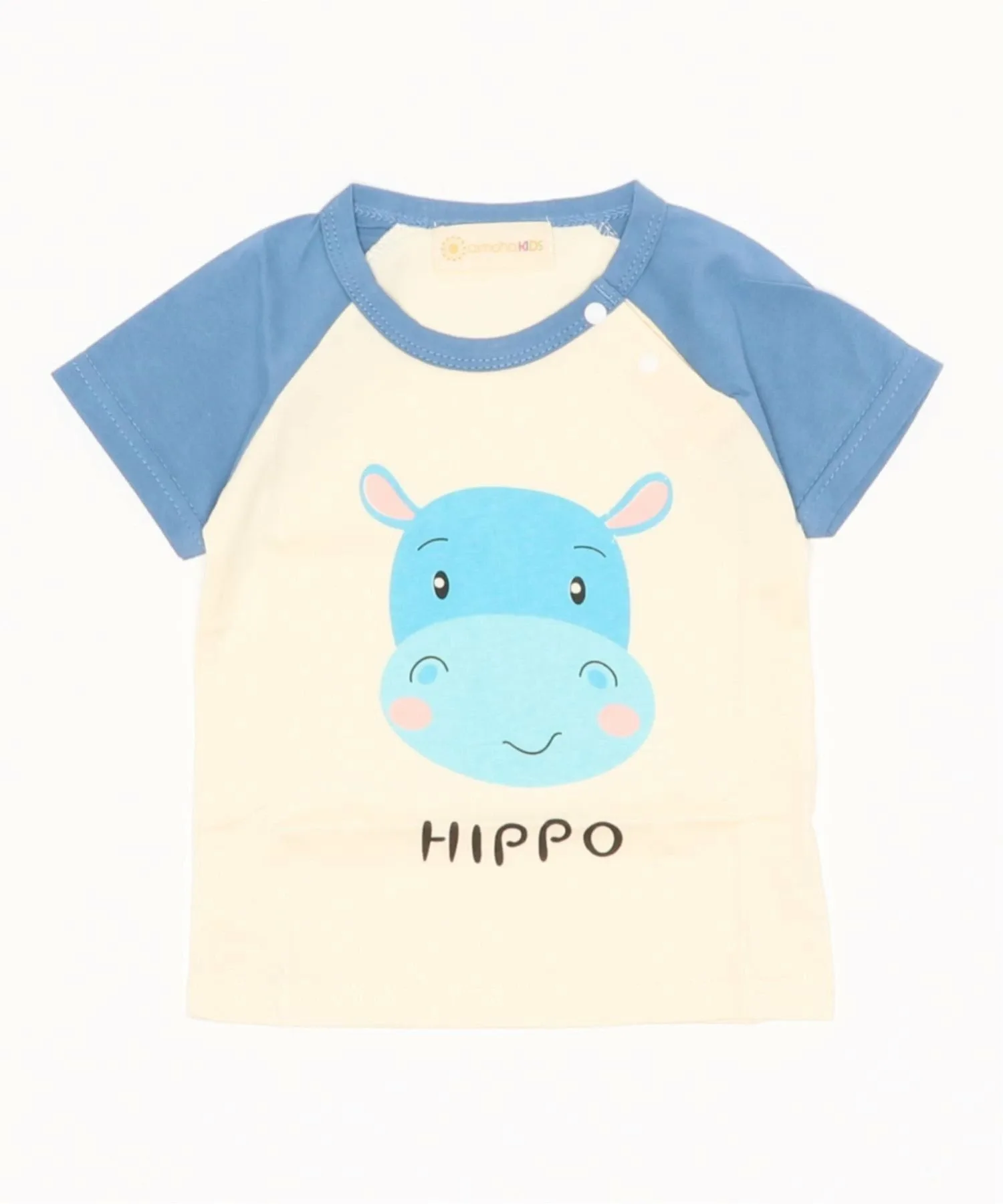 Милая футболка с коротким рукавом и принтом животного. Aimoha Kids, blue — фото 2