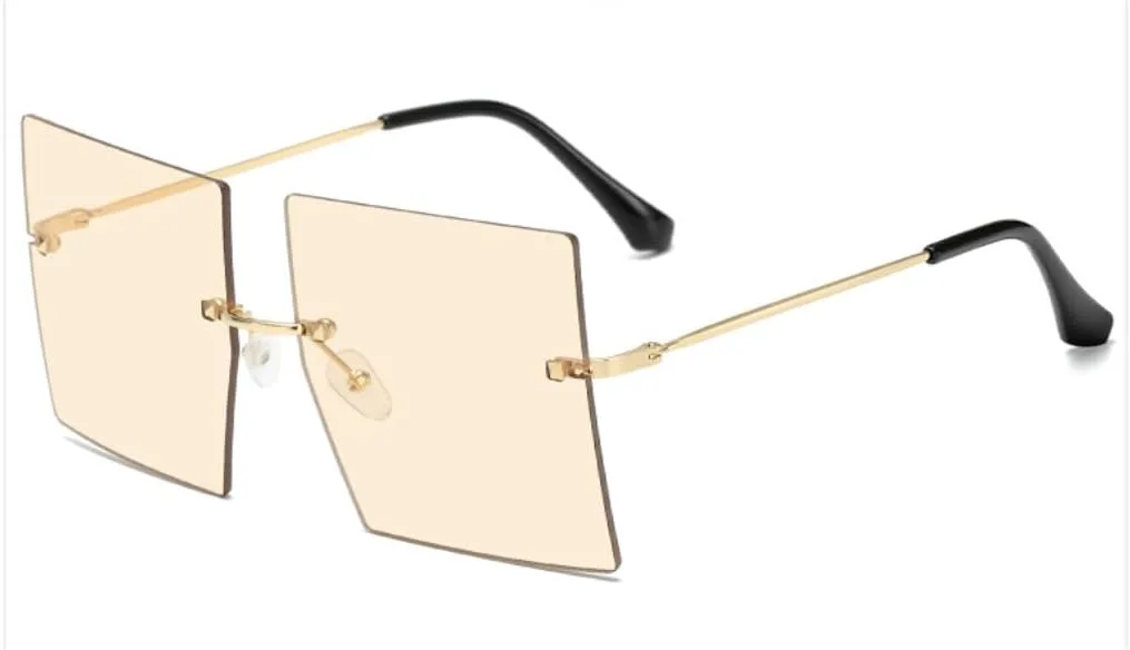 

Солнцезащитные очки ICARA прямоугольной формы без оправы для женщин и мужчин, модные винтажные квадратные очки без оправы с градиентными линзами, Light Tea