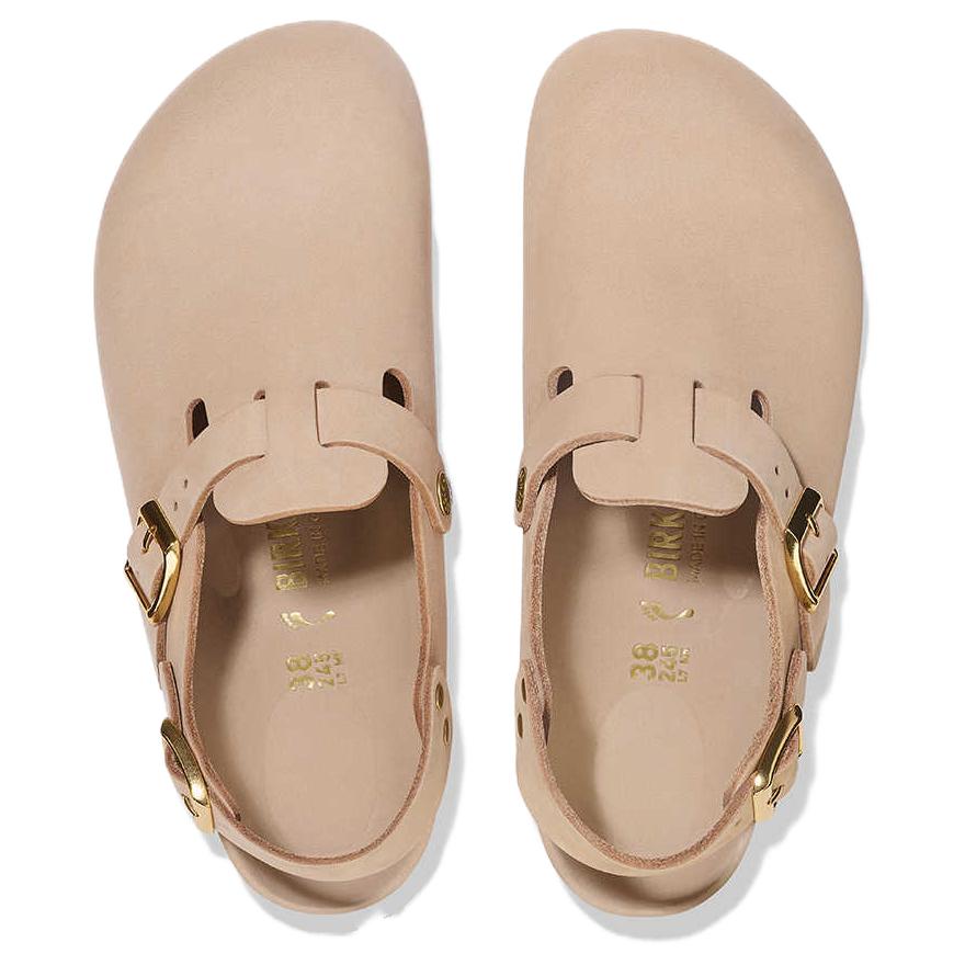 Женские сабо Birkenstock Tokio с ремешком на пятке кожаные, бежевый — фото 3