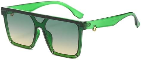 

Модные квадратные солнцезащитные очки 2027 года для мужчин, большие, в стиле панк, черного цвета, солнцезащитные очки для женщин, винтажные, с заклепками MTZJH, Green-greenyellow