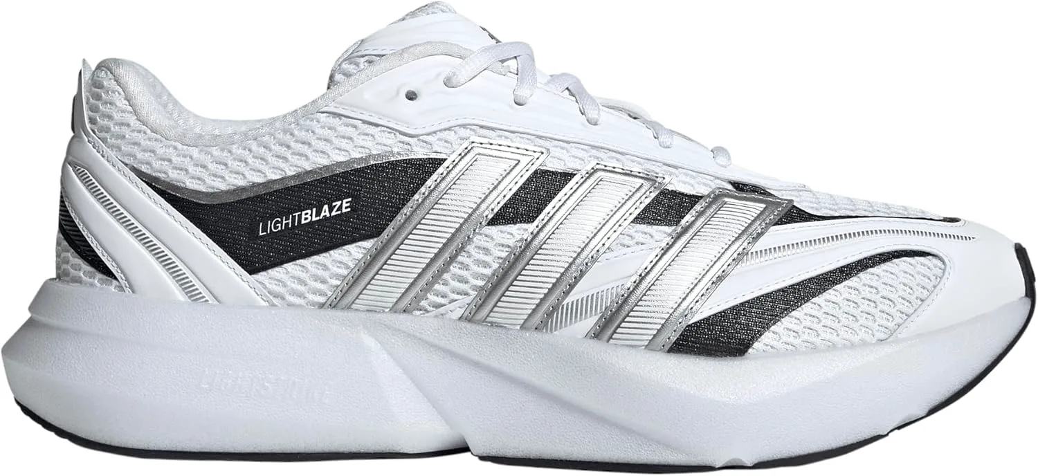 Мужские кроссовки Adidas Lightblaze Glow на шнуровке для повседневной носки - синие, белый/серебристый/черный — фото 3