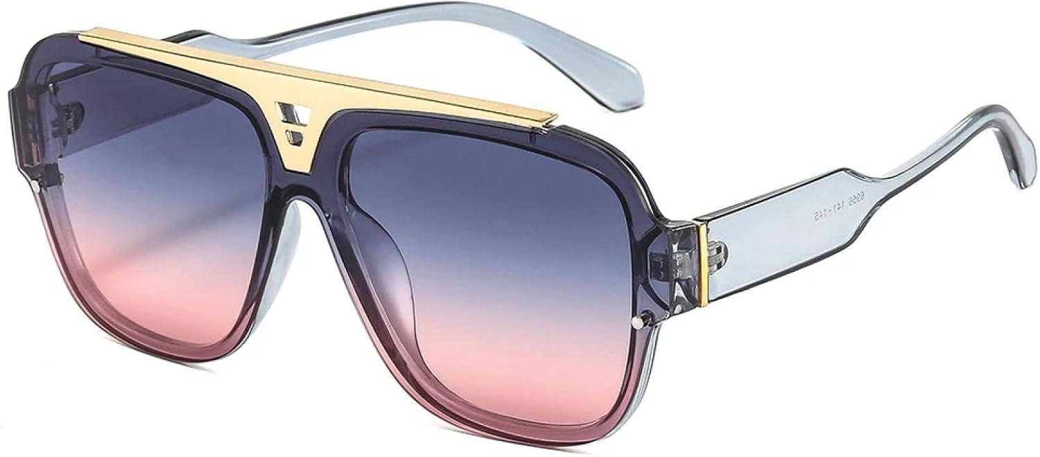 

Модные винтажные солнцезащитные очки в крупной оправе для женщин и мужчин, роскошные, популярные, для путешествий, солнцезащитные очки с защитой от УФ-излучения UV400 TKKTLLT, Gray Gray Pink