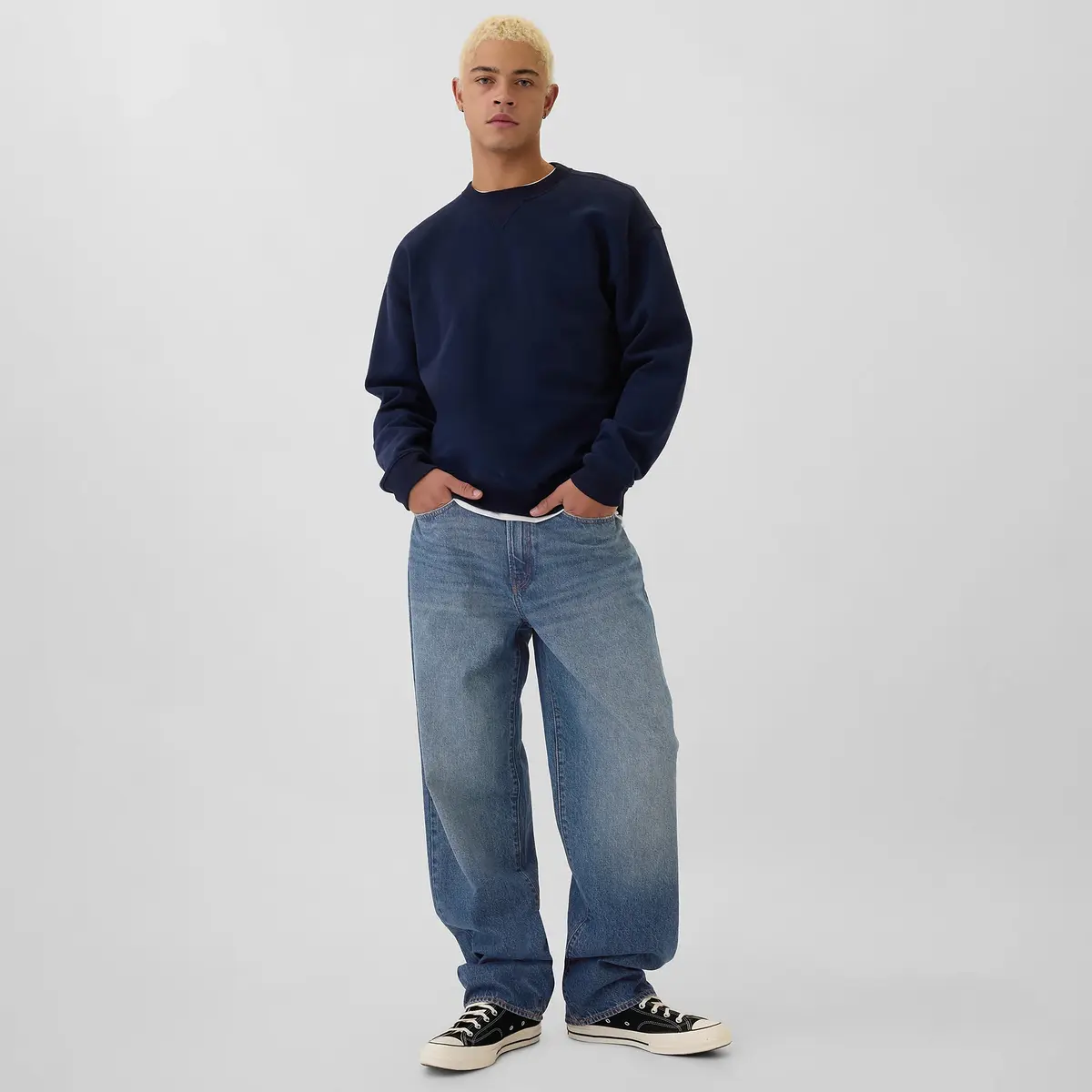 Американские винтажные потертые свободные стильные брюки US Version мужские GAP, Dark Color Washed — фото 4
