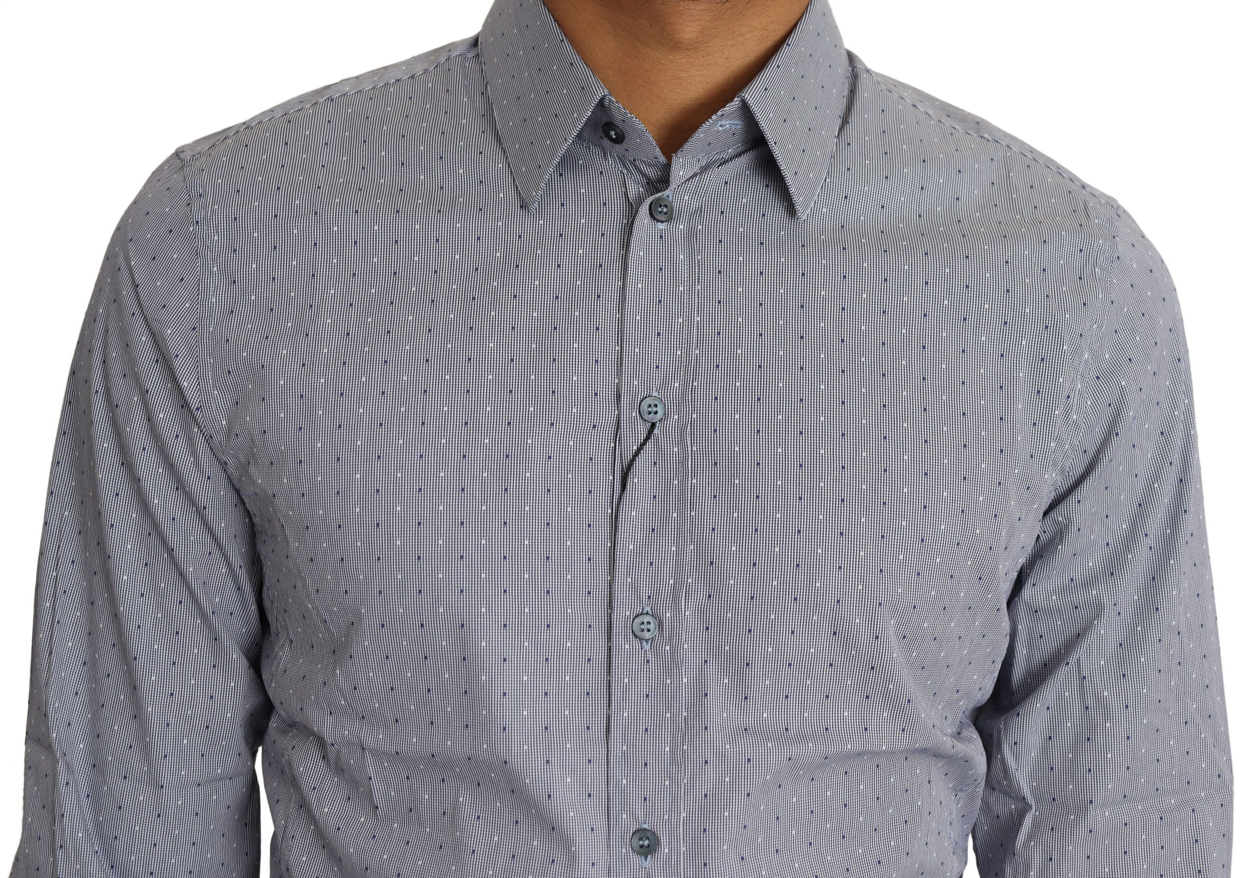 Рубашка Sicilia Slim Fit из хлопковой смеси в горошек Dolce & Gabbana, серый — фото 3