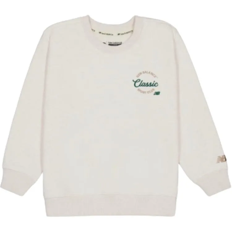 New Balance Свитшот NB Fleece Lined Fashion Minimalist Style Versatile Pullover White Kids'