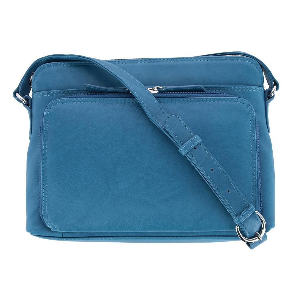 

Женская кожаная сумка через плечо с боковым органайзером CTM, цвет Jeans Blue