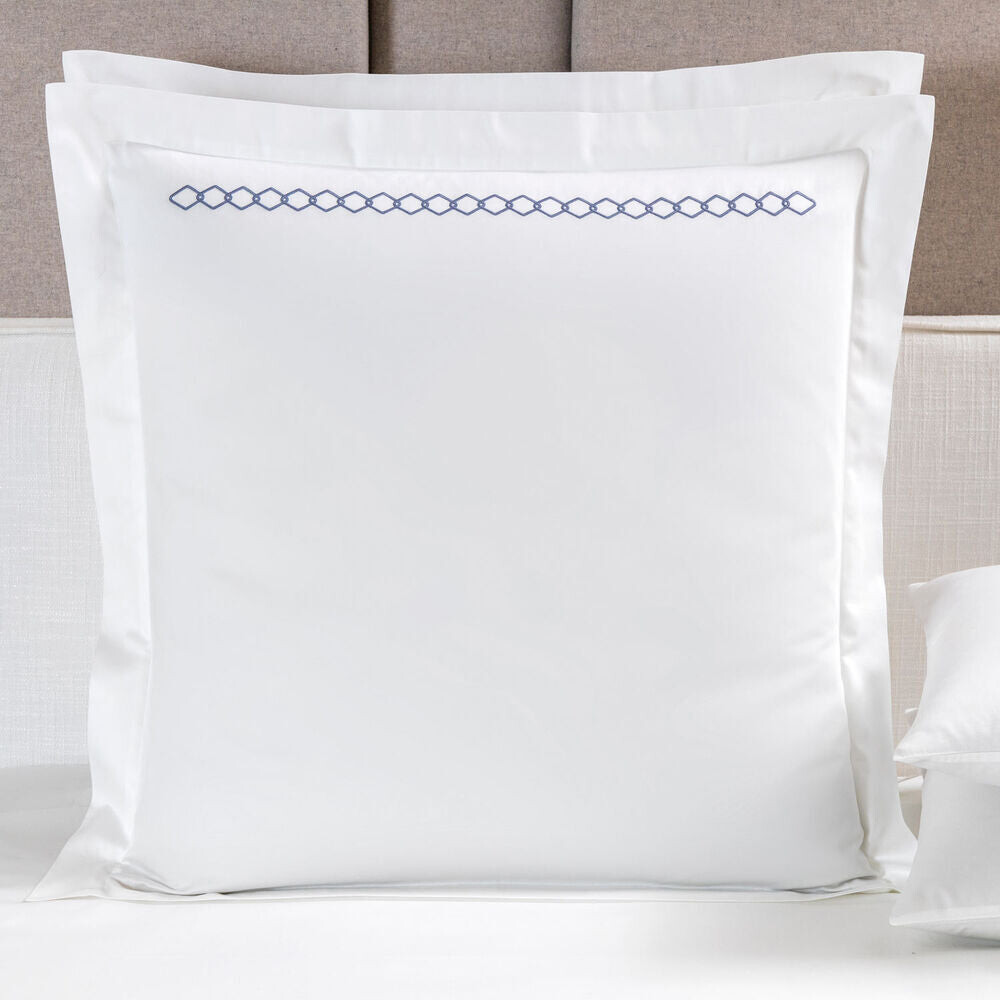 

Frette Ромб с вышивкой в европейском стиле, цвет White/Opal Bue